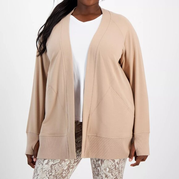 ID Ideology Women's Plus Size Comfort Flow Cardigan Sweater Sand Tan Sz 2X - Picture 1 of 7
